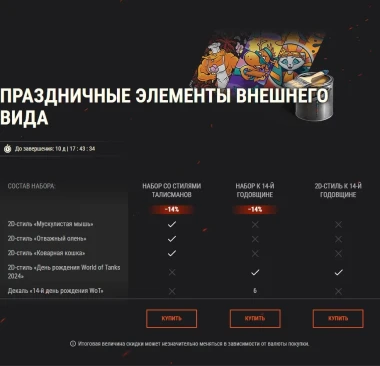 14-летие World of Tanks: эпическая распродажа!